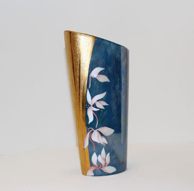 Vase bleu & or